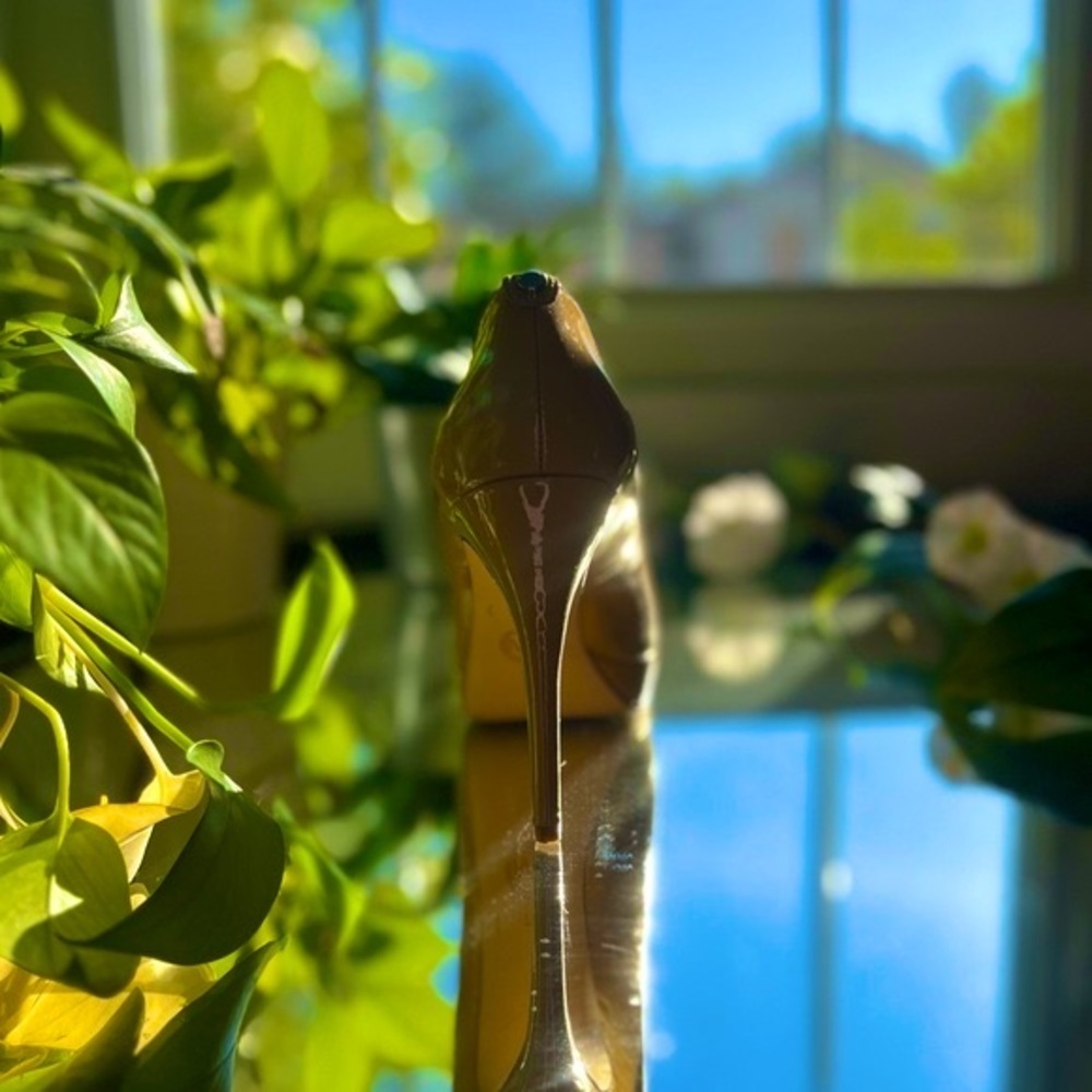 Michael Michael Kors Patent Leather Pumps Tan Heels Open Toe Size: 7M​​​ - Picture 4 of 16